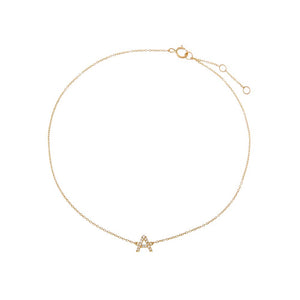 14K Gold / A Diamond Pave Initial Anklet 14K - Adina Eden's Jewels