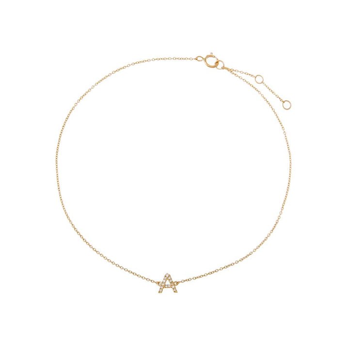 14K Gold / A Diamond Pave Initial Anklet 14K - Adina Eden's Jewels