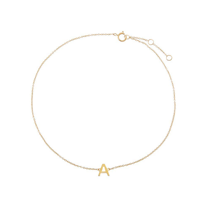 14K Gold / A Solid Initial Pendant Anklet 14K - Adina Eden's Jewels