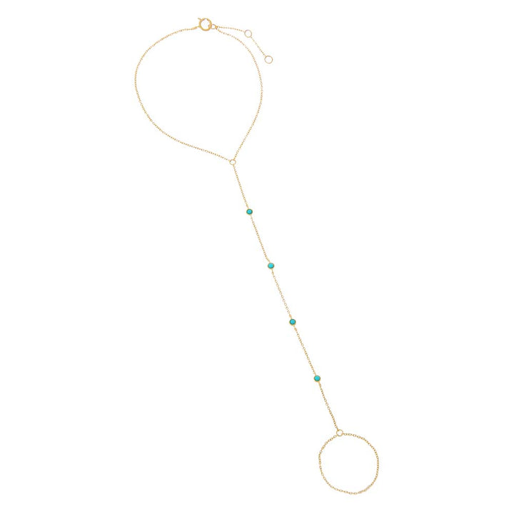 Turquoise Turquoise Multi Embedded Hand Chain 14K - Adina Eden's Jewels