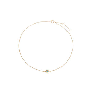 Turquoise Diamond Pave X Turquoise Evil Eye Anklet 14K - Adina Eden's Jewels