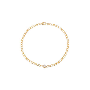 14K Gold Diamond Bezel Cuban Link Bracelet 14K - Adina Eden's Jewels