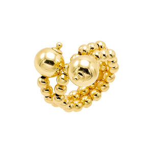 Gold Beaded Ball Double Looped Ring - Adina Eden's Jewels