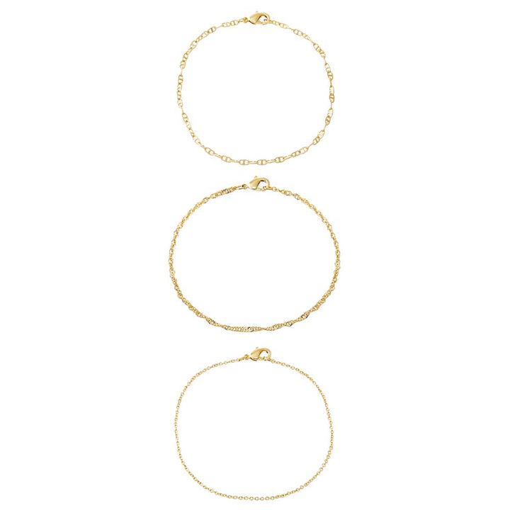 Gold Mariner & Rope Chain Bracelet Combo Set - Adina Eden's Jewels