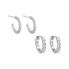 Silver / Combo Fancy CZ Tennis Hoop Earring Combo Set - Adina Eden's Jewels