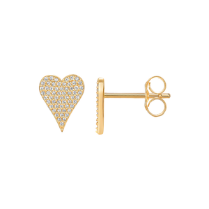 Gold Pave Elongated Heart Stud Earring - Adina Eden's Jewels