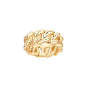 Gold / 6 Solid Wide Link Band Ring - Adina Eden's Jewels