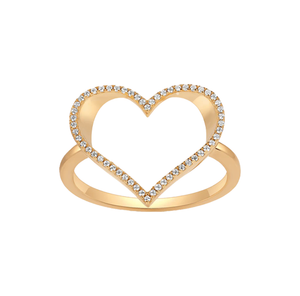 Gold / 3 Pave Open Heart Ring - Adina Eden's Jewels