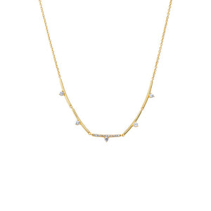 Gold CZ Accented Bar Chain Necklace - Adina Eden's Jewels