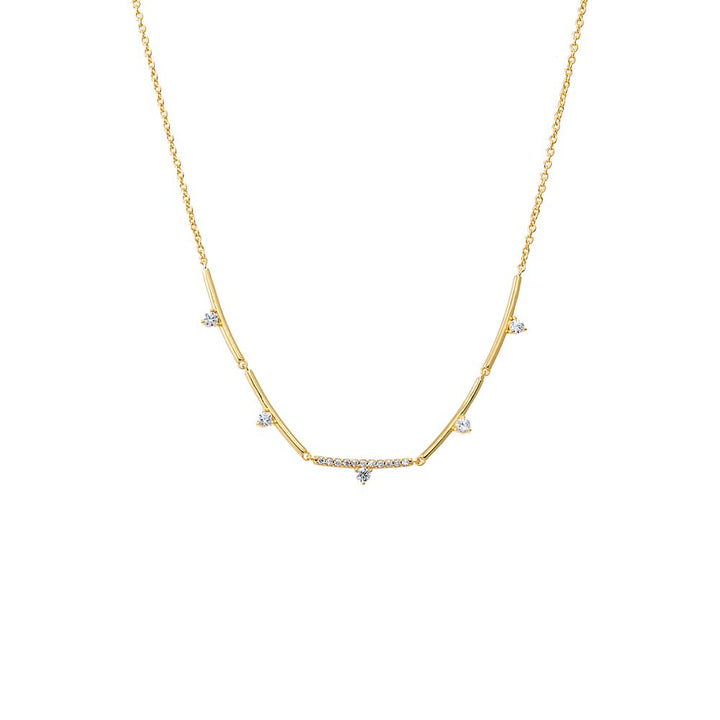 Gold CZ Accented Bar Chain Necklace - Adina Eden's Jewels