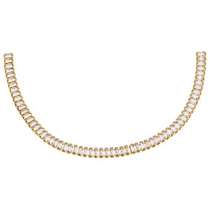 Gold CZ Baguette Tennis Choker - Adina Eden's Jewels