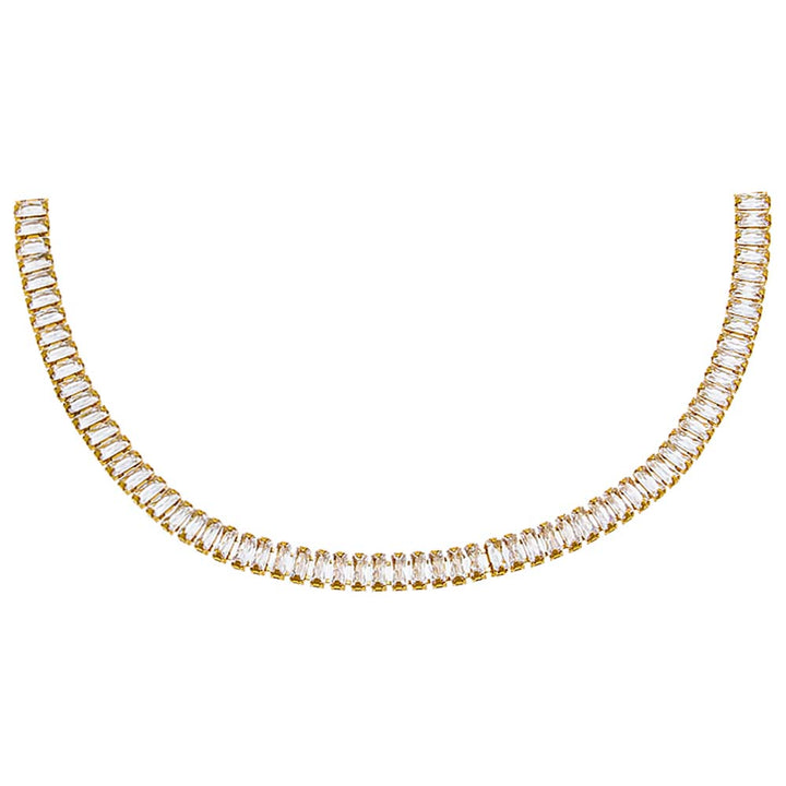 Gold CZ Baguette Tennis Choker - Adina Eden's Jewels