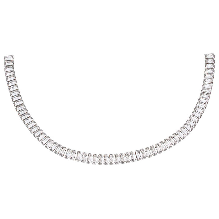 Silver CZ Baguette Tennis Choker - Adina Eden's Jewels