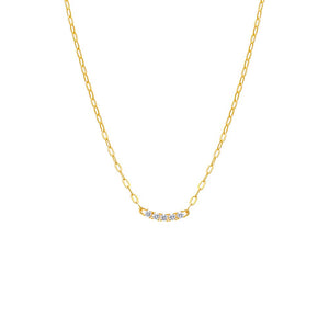 Gold CZ Bar Paperclip Necklace - Adina Eden's Jewels