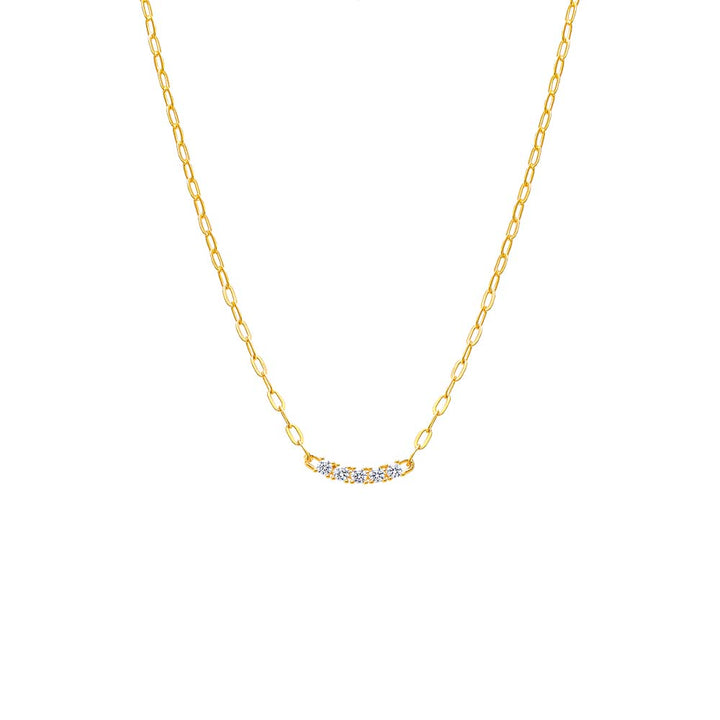 Gold CZ Bar Paperclip Necklace - Adina Eden's Jewels