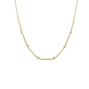 Gold CZ Bezel Bar Chain Necklace - Adina Eden's Jewels