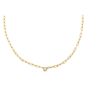 Gold CZ Bezel Paperclip Choker - Adina Eden's Jewels