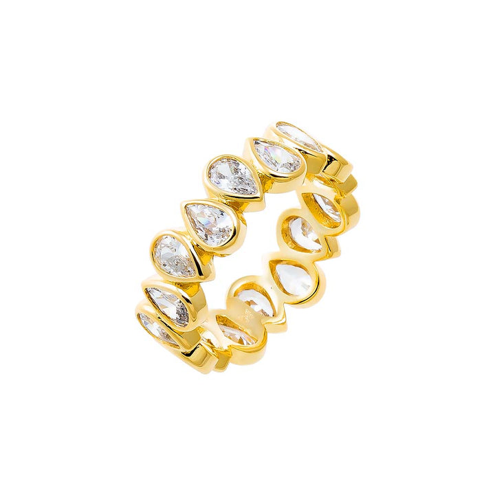 Gold / 6 CZ Bezel Teardrop Eternity Band - Adina Eden's Jewels