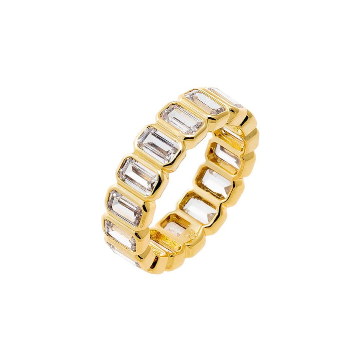 Gold / 6 CZ Bezel Baguette Eternity Band - Adina Eden's Jewels