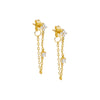 Gold CZ Flower Chain Front Back Stud Earring - Adina Eden's Jewels