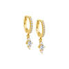 Gold CZ Graduated Cluster Dangling Huggie Earring - Adina Eden's Jewels