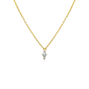 Gold CZ Graduated Cluster Dangling Pendant Necklace - Adina Eden's Jewels