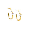 Gold / Small CZ Heart Open Hoop Earring - Adina Eden's Jewels