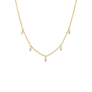 Gold CZ Marquise Dangling Shaker Necklace - Adina Eden's Jewels