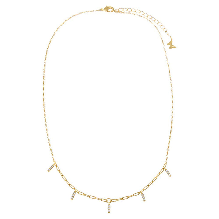  CZ Pave Dangling Mini Bar Necklace - Adina Eden's Jewels