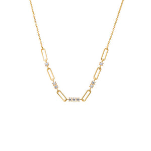 Gold CZ Scattered Paperclip Necklace - Adina Eden's Jewels