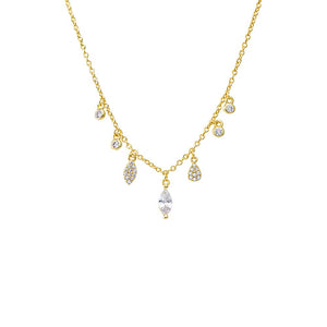 Gold CZ Shaker Multi Charm Necklace - Adina Eden's Jewels