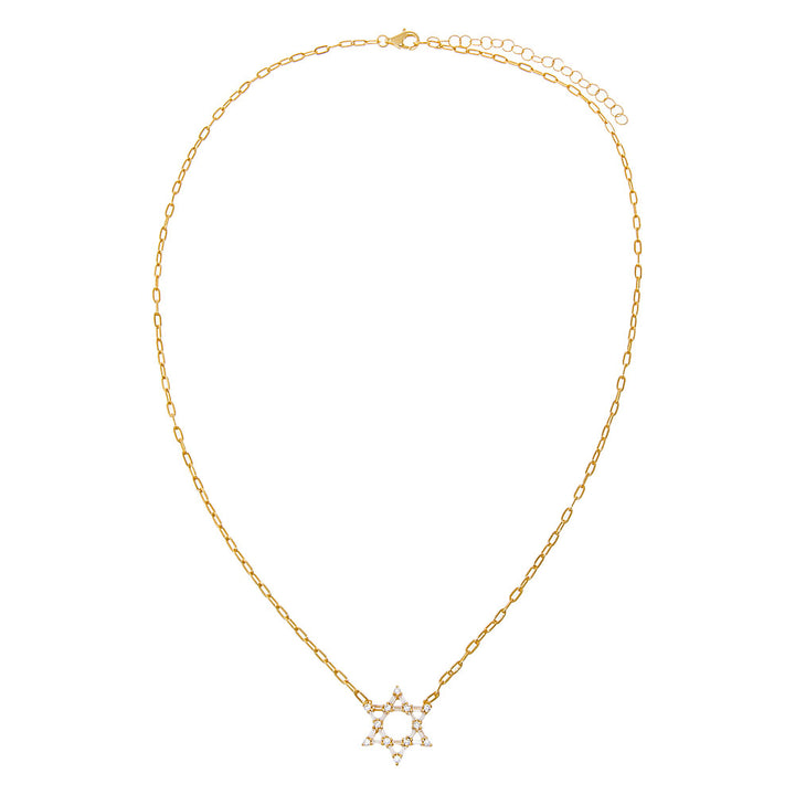  CZ Solitaire X Baguette Star of David Necklace - Adina Eden's Jewels