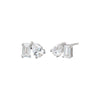 Silver CZ Teardrop X Baguette Stud Earring - Adina Eden's Jewels