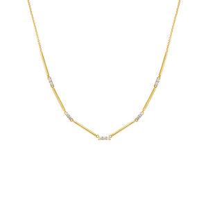 Gold CZ X Bar Chain Necklace - Adina Eden's Jewels