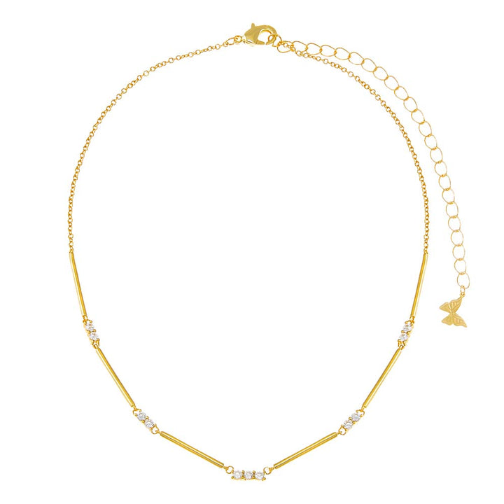  CZ X Bar Chain Necklace - Adina Eden's Jewels