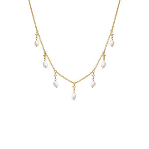 Pearl White CZ X Pearl Shaker Necklace - Adina Eden's Jewels