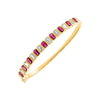 Ruby Red Colored Baguette CZ Bezel Tennis Bangle - Adina Eden's Jewels