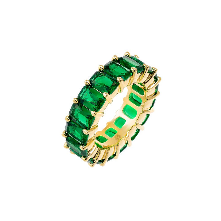 Emerald Green / 6 Colored CZ Baguette Eternity Band - Adina Eden's Jewels