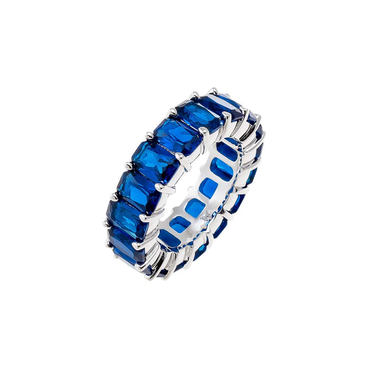 Sapphire Blue / 6 Colored CZ Baguette Eternity Band - Adina Eden's Jewels