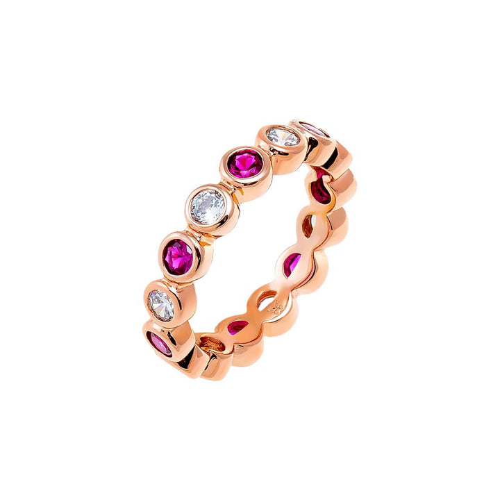 Ruby Red / 6 Colored CZ Bezel Eternity Band - Adina Eden's Jewels