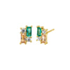 Emerald Green Colored CZ X Baguette Cluster Stud Earring - Adina Eden's Jewels