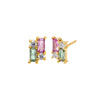 Pink Colored CZ X Baguette Cluster Stud Earring - Adina Eden's Jewels