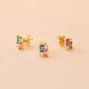 Colored CZ X Baguette Cluster Stud Earring - Adina Eden's Jewels