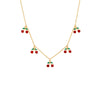 Gold Colored Multi Cherry Dangling Necklace - Adina Eden's Jewels