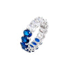 Blue / 6 Colored Oval CZ Half Half Eternity Band - Adina Eden's Jewels