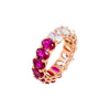 Ruby Red / 6 Colored Oval CZ Half Half Eternity Band - Adina Eden's Jewels