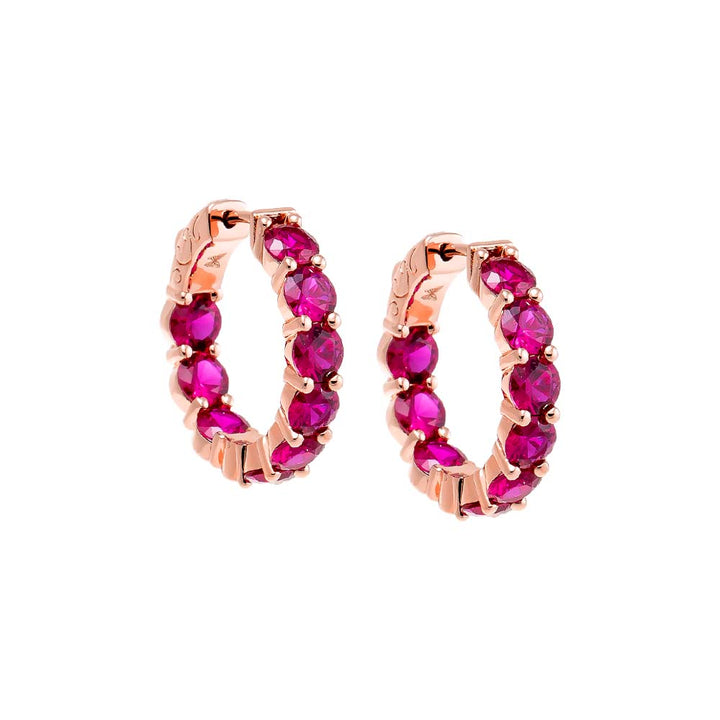 Ruby Red Colored Round Tennis Mini Hoop Earring - Adina Eden's Jewels