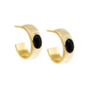 Onyx Colored Stone Ridged Hoop Earring - Adina Eden's Jewels