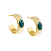 Malachite Colored Stone Ridged Hoop Earring - Adina Eden's Jewels