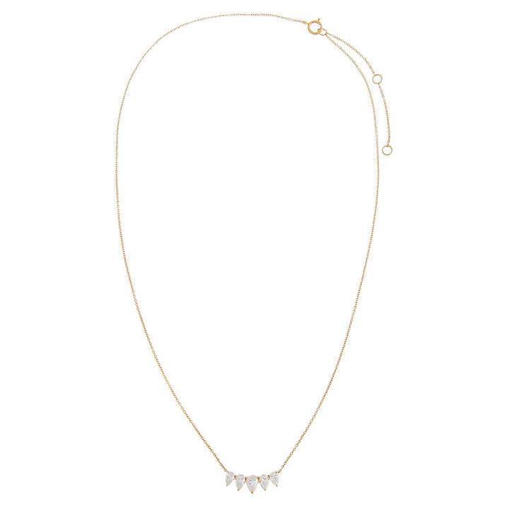  Lab Grown Diamond Pear Cut Curved Bar Necklace 14K - Adina Eden's Jewels